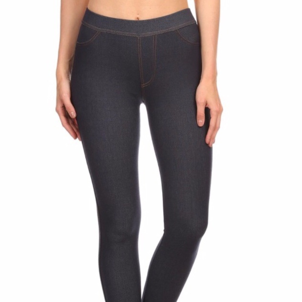 Jeggings Fleece Lined WARM Dark Blue Jean Leggings